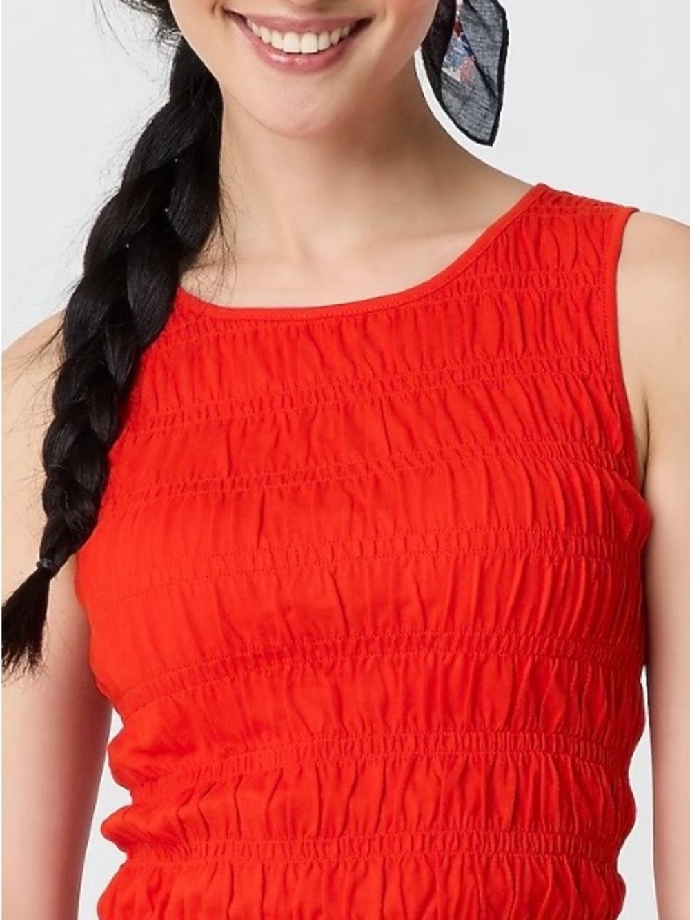 Red Sleeveless Smocked Tank